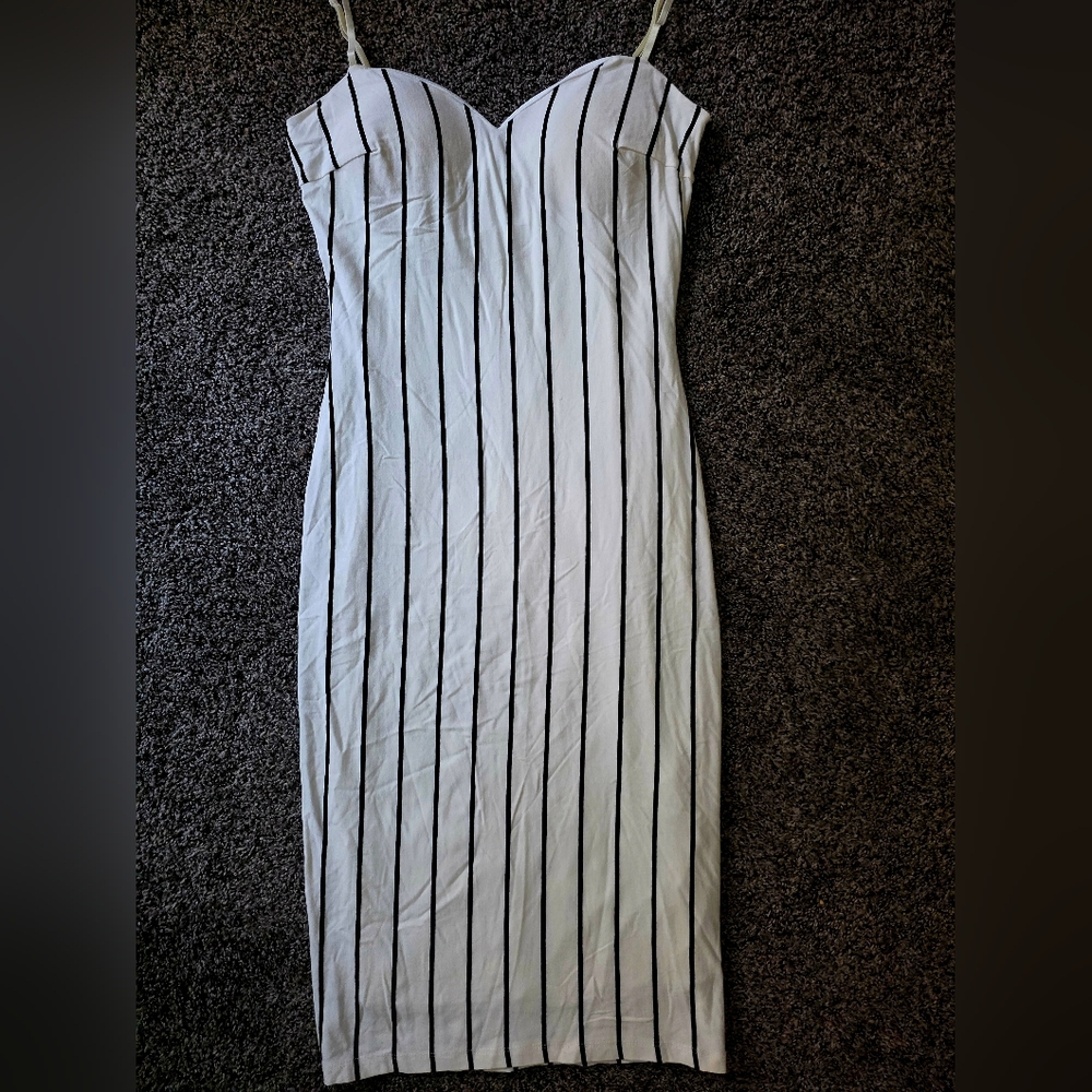 Elegant Black and White Striped Dress